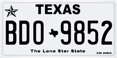 TX license plate BDO9852