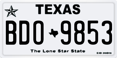 TX license plate BDO9853