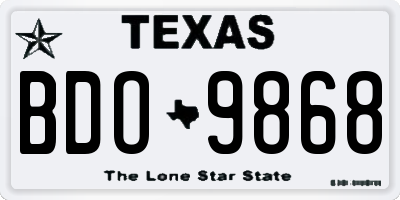 TX license plate BDO9868