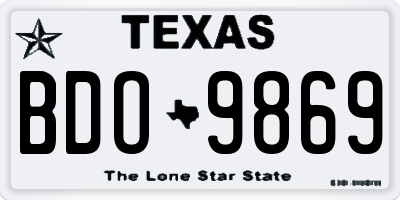 TX license plate BDO9869