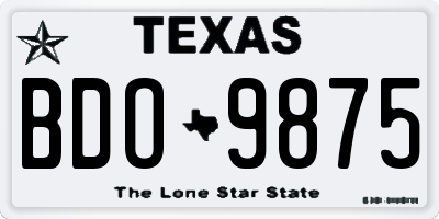 TX license plate BDO9875