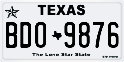 TX license plate BDO9876