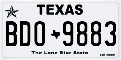 TX license plate BDO9883