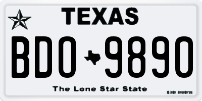 TX license plate BDO9890