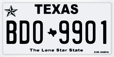 TX license plate BDO9901