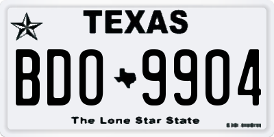 TX license plate BDO9904