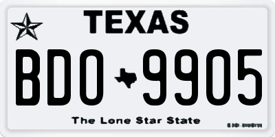 TX license plate BDO9905