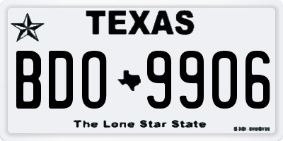 TX license plate BDO9906