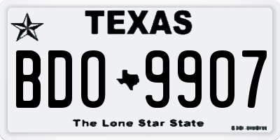 TX license plate BDO9907