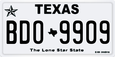 TX license plate BDO9909