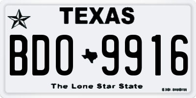 TX license plate BDO9916
