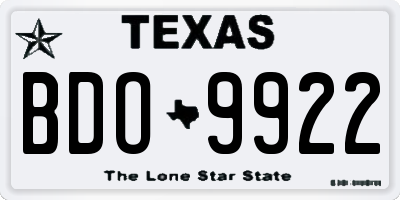 TX license plate BDO9922