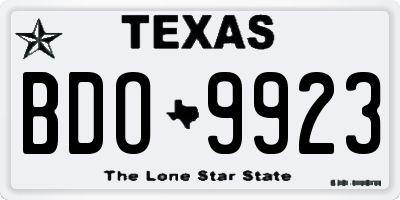 TX license plate BDO9923