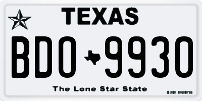 TX license plate BDO9930