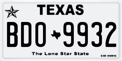 TX license plate BDO9932
