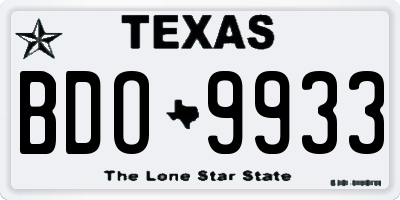TX license plate BDO9933