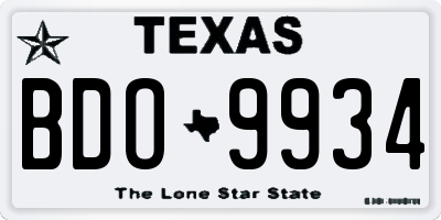 TX license plate BDO9934