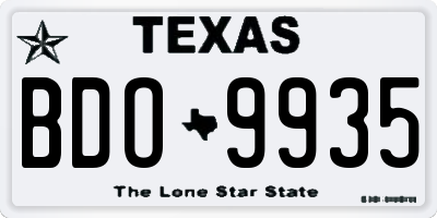 TX license plate BDO9935