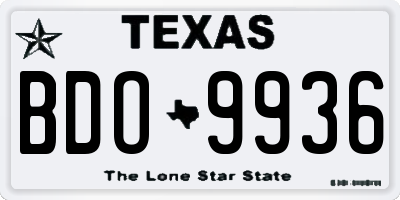 TX license plate BDO9936