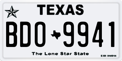 TX license plate BDO9941