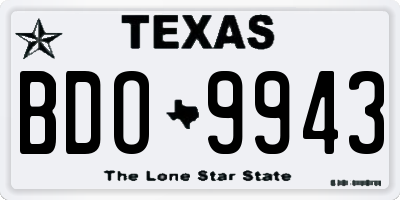 TX license plate BDO9943