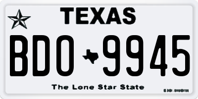 TX license plate BDO9945