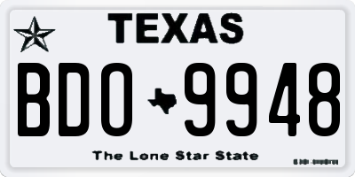 TX license plate BDO9948
