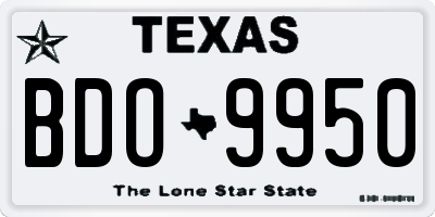 TX license plate BDO9950