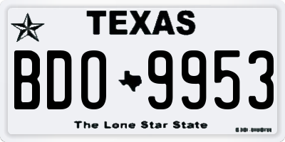 TX license plate BDO9953
