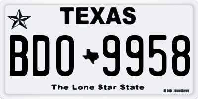 TX license plate BDO9958