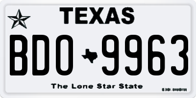 TX license plate BDO9963