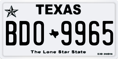 TX license plate BDO9965