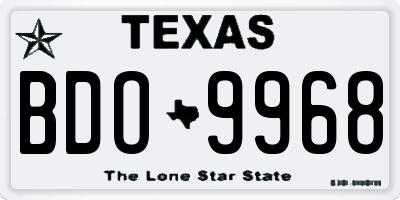 TX license plate BDO9968