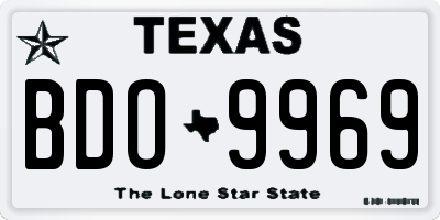 TX license plate BDO9969