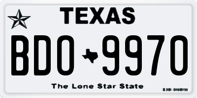TX license plate BDO9970