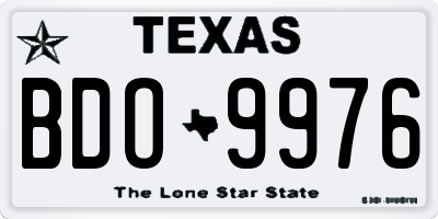 TX license plate BDO9976
