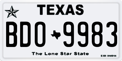 TX license plate BDO9983