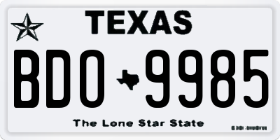 TX license plate BDO9985