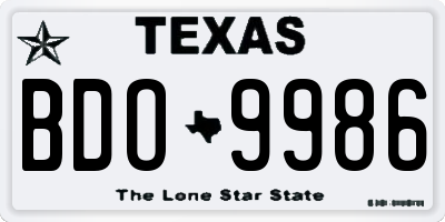 TX license plate BDO9986