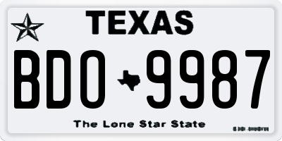 TX license plate BDO9987
