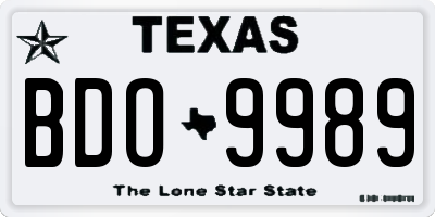 TX license plate BDO9989