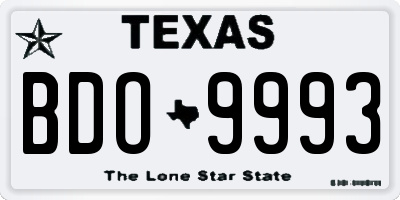 TX license plate BDO9993