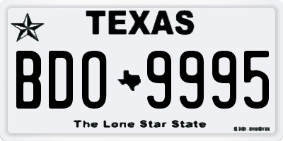 TX license plate BDO9995
