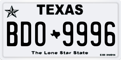 TX license plate BDO9996