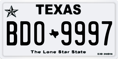 TX license plate BDO9997