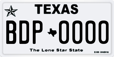 TX license plate BDP0000