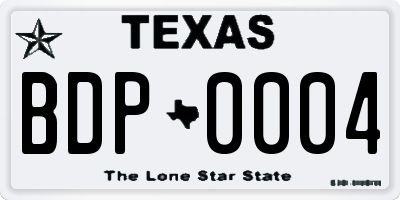 TX license plate BDP0004