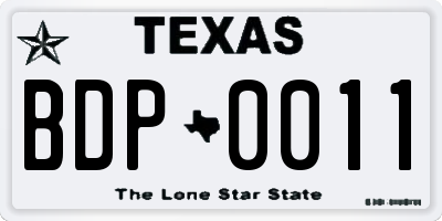 TX license plate BDP0011