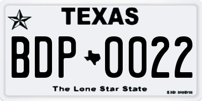 TX license plate BDP0022