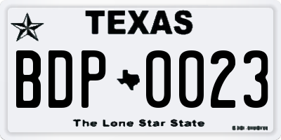 TX license plate BDP0023
